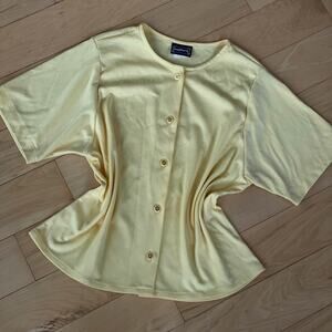 Vintage BonWorth Preppy Yellow Cardigan Tee USA Grandmacore Cottagecore Chic Top